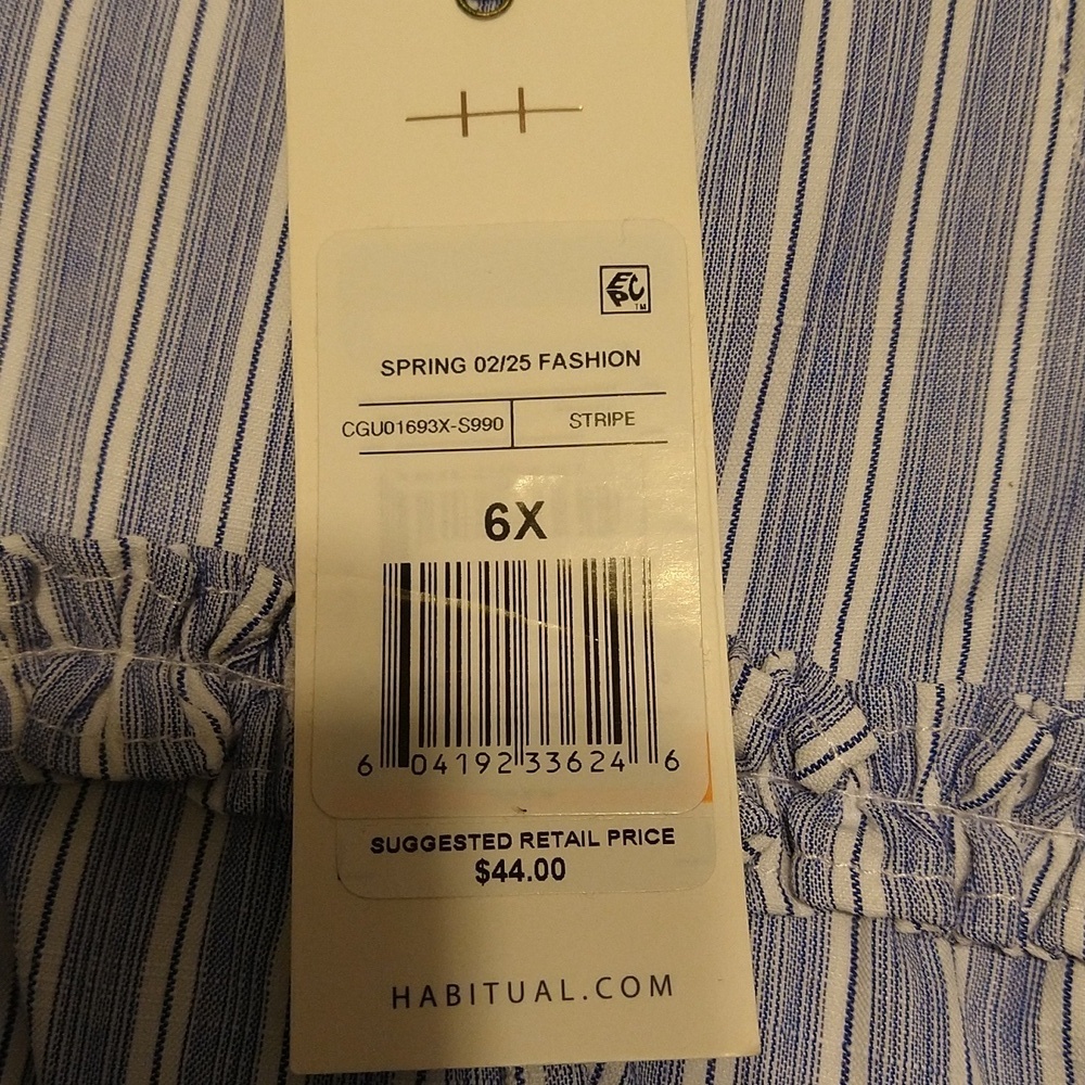 NWT Habitual nautical sundress blue & white stripe size 6x - Picture 2 of 3